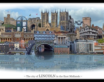 Lincoln, a 'worlds apart' panoramic scene, in the East Midlands of the UK.