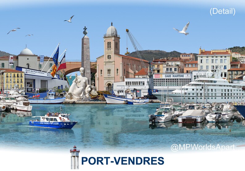 Port-Vendres 'Worlds Apart' panoramic view. Port-Vendres, south France Skyline, Cityscape Art Print. image 4