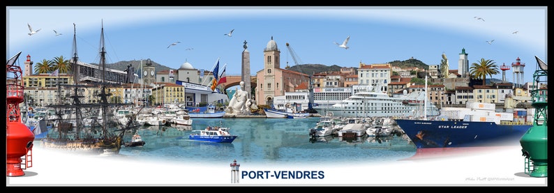 Port-Vendres 'Worlds Apart' panoramic view. Port-Vendres, south France Skyline, Cityscape Art Print. image 2