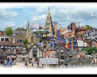 Stratford -  'Worlds Apart' panoramic view. Stratford Skyline, England Cityscape Art Print.