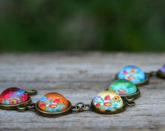 Polish folk bracelet, Rainbow bracelet, floral bracelet, polish jewelry, polish gift, polish bracelet, rainbow bracelet, colorful bracelet