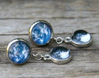 Earth and Moon Earrings, earth earrings, moon earrings, solar system earrings, space earrings, celestial earrings,t