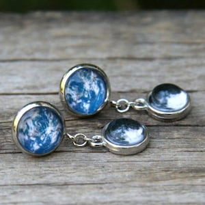 Earth and Moon Earrings, earth earrings, moon earrings, solar system earrings, space earrings, celestial earrings,t
