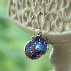 Galaxy earrings, galaxy jewelry, Blue galaxy, Blue earrings, nebula earrings, nebula jewelry, cosmic earrings, space earrings