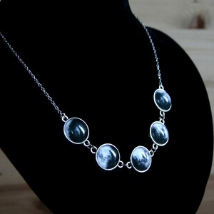 Moon necklace, moon phases necklace, Moon jewelry, Solar System jewelry, Space jewelry, Space necklace, moon jewelry, black and white