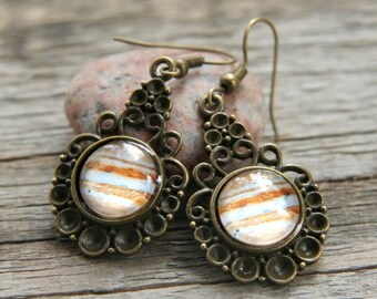 Jupiter Earrings, Solar system earrings, Planet earrings, Galaxy Earrings, Jupiter, Retro earrings, Science earrings, Galaxy Jewelry