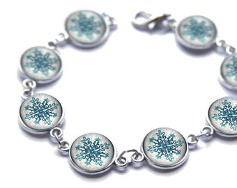 Bracciale Vintage di fiocco di neve, bracciale di Natale, fiocco di neve gioielli, Bracciale Vintage, regalo di Natale, inverno braccialetto, gioielli di inverno, bianco