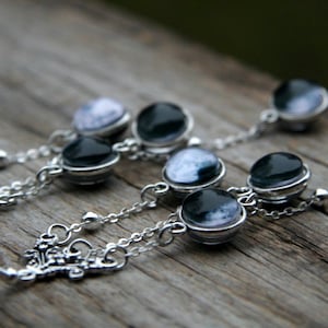 Moon phases earrings, flowing earrings, Flowing Moon earrings, Black and White earrings, Moon jewelry, Beautiful solar system earrings
