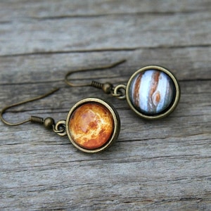 Jupiter and Venus earrings, Jupiter earrings, planet earrings, solar system earrings, jupiter jewelry, celestial earrings