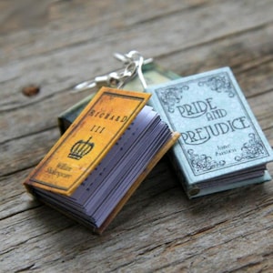 Real looking Miniature Book earrings with pages, Classic novel Earrings, Book jewelry, Jane Austen, Shakespeare, book nerd, book lover