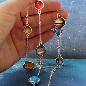 Planet necklace, necklace with planets, solar system necklace, solar system jewelry, galaxy necklace, nebula necklace, cosmic necklace