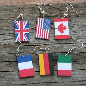 Flag earrings, Any Flag, American Flag, German Flag, English flag, Italian Flag, patriotic earrings, football supporter, national earrings