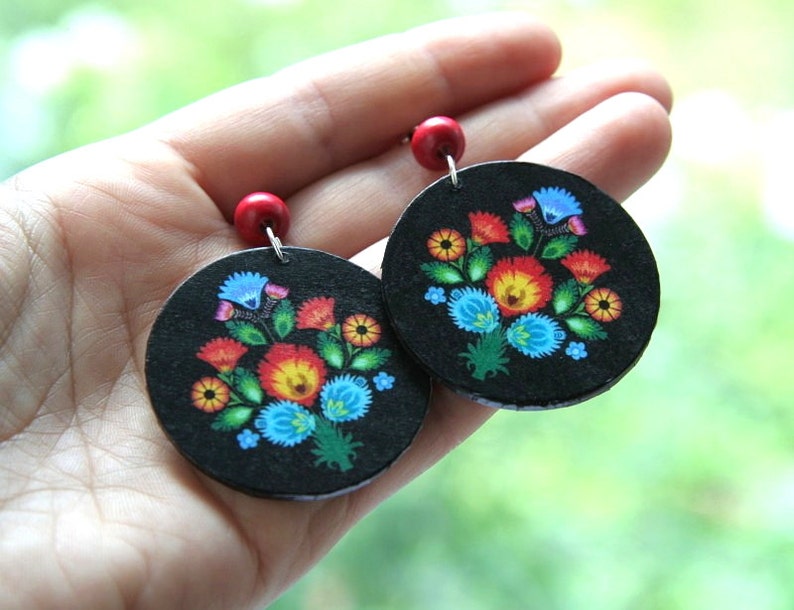 Polish Folk Earrings Flower Earrings Cutout Earrings Polish Etsy