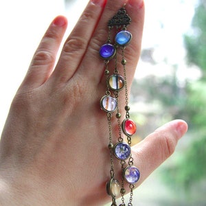 Solar system bracelet on three chains, Planet bracelet, bracelet with planets, solar system jewelry, galaxy bracelet, nebula bracelet