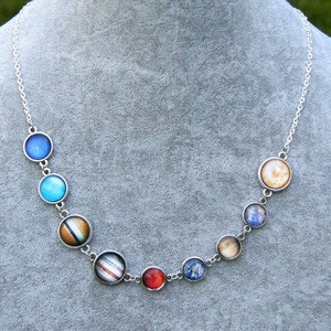 Planet necklace, necklace with planets, solar system necklace, solar system jewelry, galaxy necklace, nebula necklace, cosmic necklace