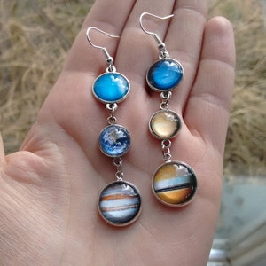 Solar system earrins, planet earrings, Galaxy earrings, nebula earrings, cosmic earrings, interstellar earrings