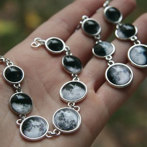 Moon phases earrings and bracelet, moon earrings, moon bracelet, moon earrings nebula earrings, cosmic jewelry set, moon jewelry set