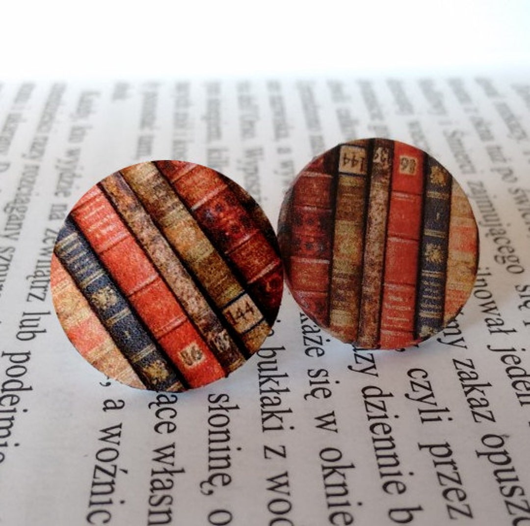 Decoupage Studs, Book Studs, Decoupage Book Stud, Book Earrings