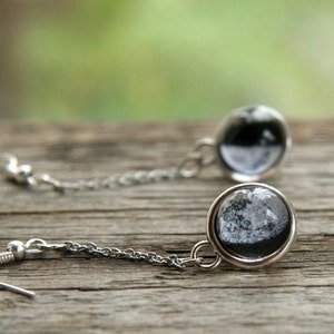 Moon phases earrins, moon on a chain, moon earrings, Galaxy earrings, nebula earrings, cosmic earrings, interstellar earrings
