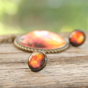 Solar system jewelry set, Sun pendant, solar pendant, solar earrings, pendant and earrings, galaxy jewelry set, planet jewelry set