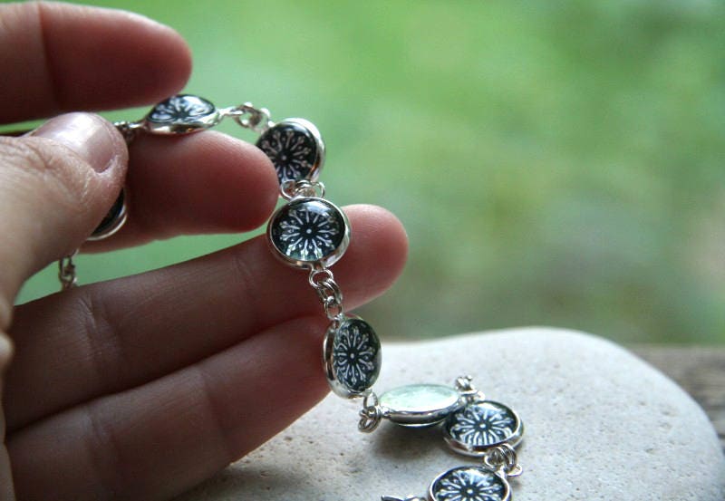 Black and White Bracelet Black and White Mandala Elegant Etsy