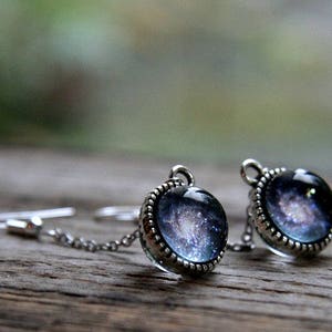 Pinwheel Galaxy Earrings Two sided galaxy earrings, Galaxy ball, ball earrings, black sparkling galaxy earrings, galaxy sphere earrings