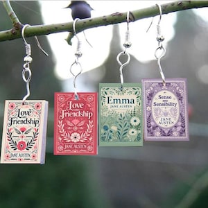 Miniature Book earrings, Classic novel Earrings, Book jewelry, novel jewelry, jane austen, book geek, book nerd, book lover