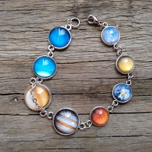 Planet bracelet, bracelet with planets, solar system bracelet, solar system jewelry, galaxy bracelet, nebula bracelet