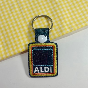 Aldi Keychain, Cart Key, Quarter Keeper, Aldi Quarter Holder, Cart Token, Key Fob, Aldis, Coin Holder, Cart Key, Embroidered, Gift for Her