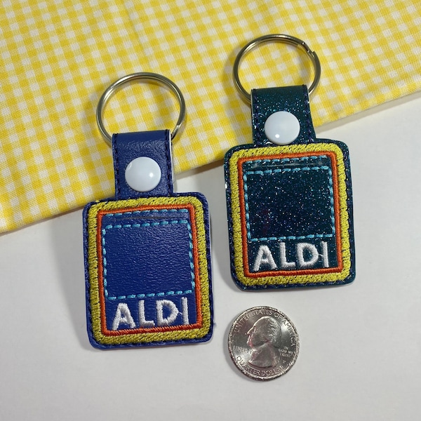 Aldi Keychain, Cart Key, Quarter Keeper, Aldi Quarter Holder, Cart Token, Key Fob, Aldis, Coin Holder, Cart Key, Embroidered, Gift for Her