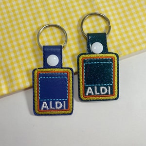 Aldi Schlüsselanhänger, Cart Key, Quarter keeper, Aldi Quarter Halter, Cart Token, Schlüsselanhänger, Aldis, Münzhalter, Cart Key, bestickt, Geschenk für Sie Bild 2