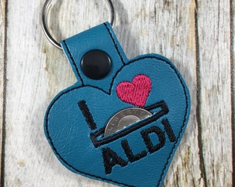 Aldi Keychain, Quarter Keeper, Aldi Quarter Holder, Turquoise, Aldis, Aldi, Keyfob, Mom Gift, Aldi Quarter Keeper, Stocking Stuffer, Gift