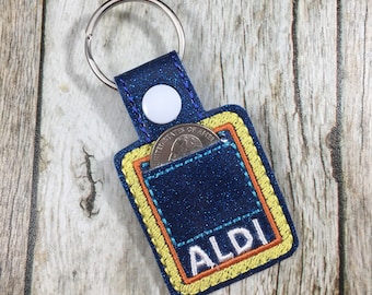 Aldi Keychain, Quarter Keeper, Aldi Quarter Holder, Aldis, Aldi, Keyfob, Mom Gift, Aldi Quarter Keeper, Aldis Keychain, Funny Gift, Friend