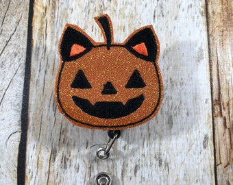 Süße Halloween Abzeichen Reel, Katze Abzeichen Reel, Halloween Katze Abzeichen, Abzeichen Reel Abzeichen Halter, Kürbis Abzeichen, Freund Geschenk, Kitty Abzeichen Reel, glücklich