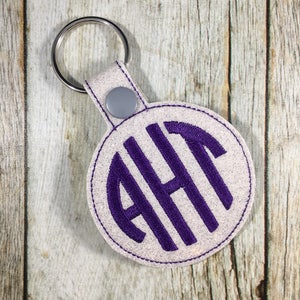 Monogrammed  Keychain, Monogram, Circle Monogram, Christmas Gift, Friend Gift, Wife Gift, Stocking Stuffer, Birthday Gift, Key Fob, Sparkly