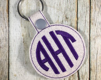 Monogrammed  Keychain, Monogram, Circle Monogram, Christmas Gift, Friend Gift, Wife Gift, Stocking Stuffer, Birthday Gift, Key Fob, Sparkly