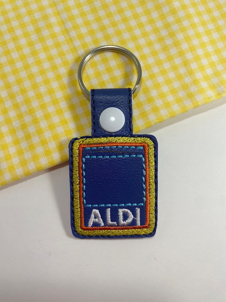 Aldi Schlüsselanhänger, Cart Key, Quarter keeper, Aldi Quarter Halter, Cart Token, Schlüsselanhänger, Aldis, Münzhalter, Cart Key, bestickt, Geschenk für Sie Bild 6