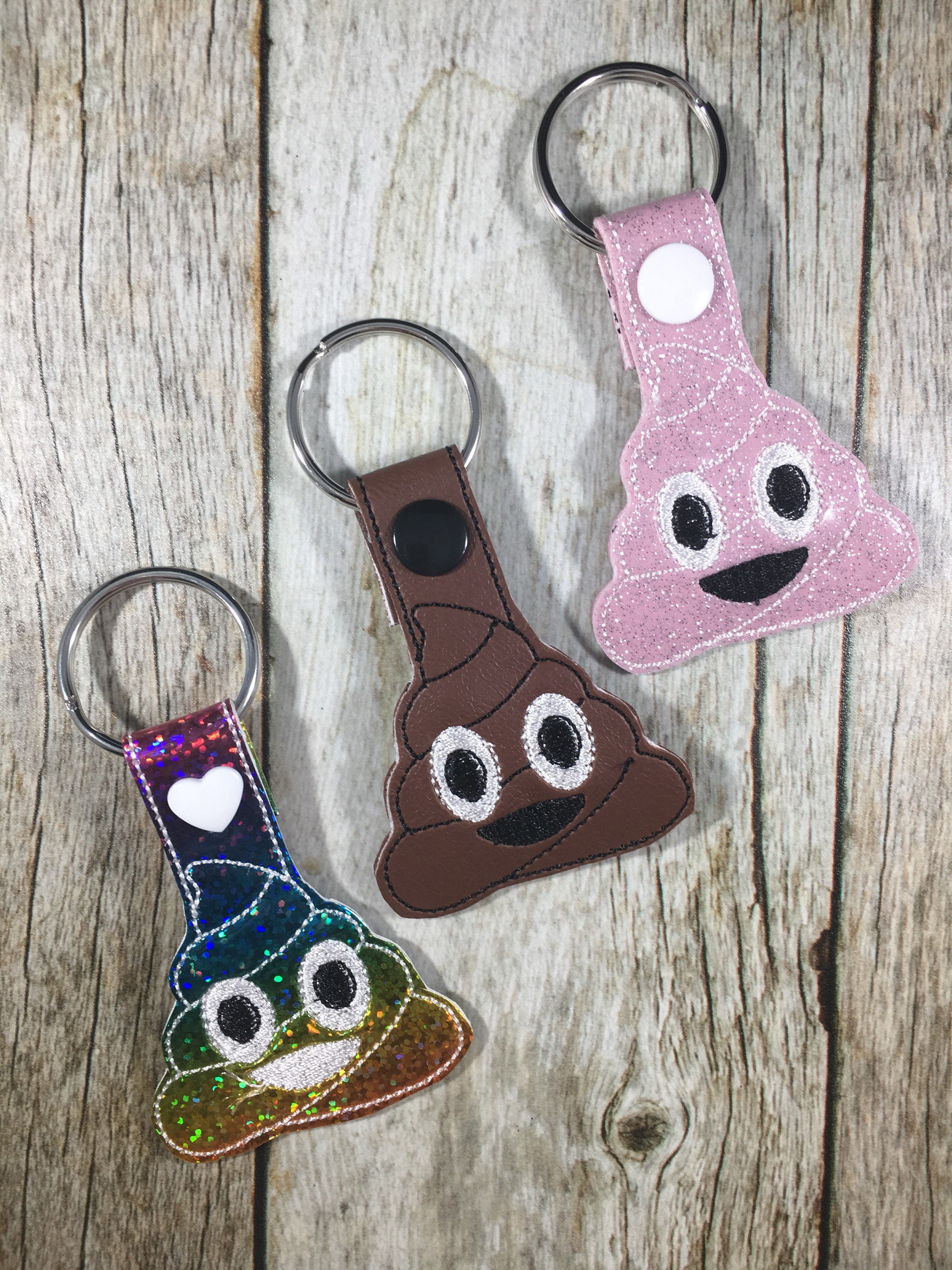 Funny Poo Emoji Keychain - Novelty Gift Keyring With Detachable Dangle, PVC