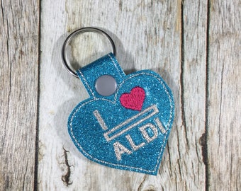 Quarter Keeper, Aldi, Quarter Holder, Sparkly, Keychain, Key Fob, Zipper Charm, Gift, Gift for Mom, Aldi Quarter Keeper, Present, turquoise