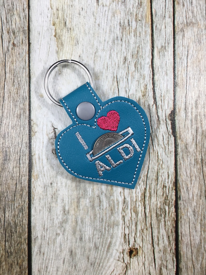 Aldi Quarter Keeper, Aldi Quarter Holder, Keychain, Friend Gift, Gift For Mom, Birthday Present, turquoise, Birthday Gift, Aldi, Aldis, Gift image 1