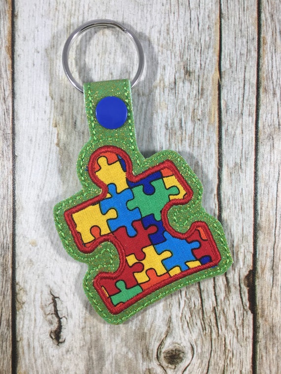 Autism puzzle piece keychain sale