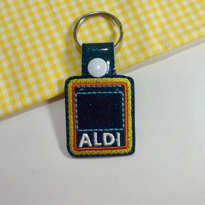 Aldi Schlüsselanhänger, Cart Key, Quarter keeper, Aldi Quarter Halter, Cart Token, Schlüsselanhänger, Aldis, Münzhalter, Cart Key, bestickt, Geschenk für Sie Bild 3