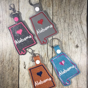 Alabama, Alabama Keychain, State of Alabama, Alabama Pride, Luggge ID, Gift, Key Fob, Gift for Friend, Roll Tide, I love Alabama, Auburn