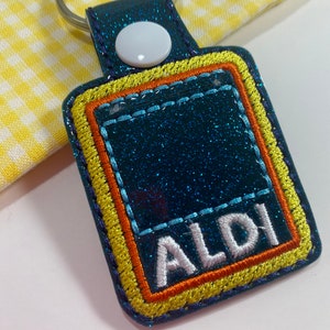 Aldi Schlüsselanhänger, Cart Key, Quarter keeper, Aldi Quarter Halter, Cart Token, Schlüsselanhänger, Aldis, Münzhalter, Cart Key, bestickt, Geschenk für Sie Bild 4