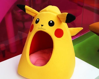Pikachu Cat Bed, Pokemon Cat House, Fleece Cat Teepee