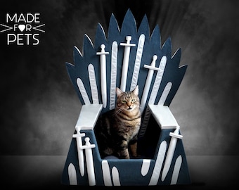 Cat bed Iron Throne, Cat furniture, big  Gray Cat house, Gift idea for pet, Cat couch, Pet house, Bed for small dog, Cat cave,Teepee for cat