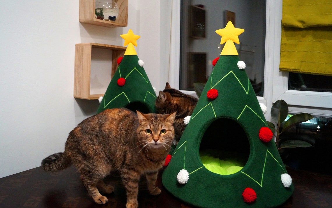 Christmas tree cat house Cat furniture Christmas gift idea Pet Etsy