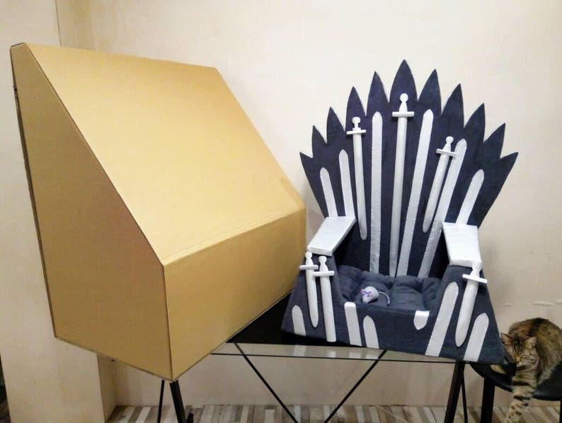 Cat bed Iron Throne, Cat furniture, big Gray Cat house, Gift idea for pet, Cat couch, Pet house, Bed for small dog, Cat cave,Teepee for cat image 10