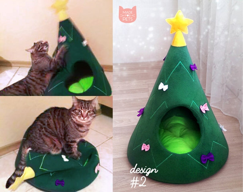 圣诞树猫屋猫家具圣诞节礼物的想法宠物图片4