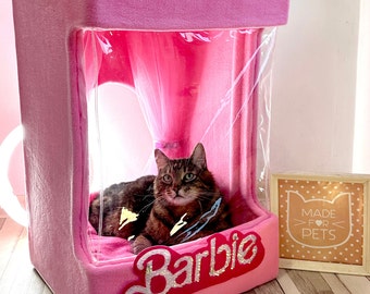 Barbie box cat house, Barbie Land doll house, Pink cat furniture, Big pet house, XXL cat house, Gift for pet, Small dog, Christmas gift idea